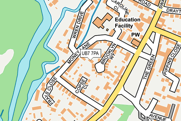 UB7 7PA map - OS OpenMap – Local (Ordnance Survey)