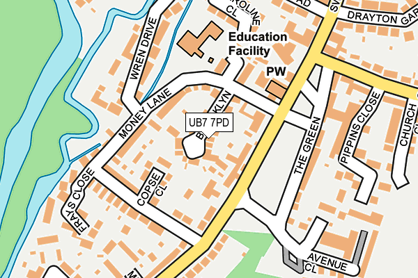 UB7 7PD map - OS OpenMap – Local (Ordnance Survey)