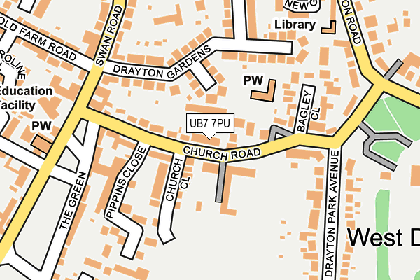 UB7 7PU map - OS OpenMap – Local (Ordnance Survey)
