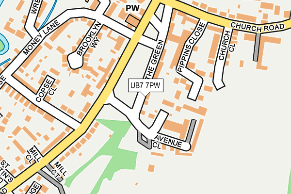 UB7 7PW map - OS OpenMap – Local (Ordnance Survey)
