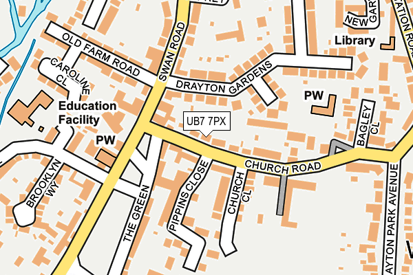 UB7 7PX map - OS OpenMap – Local (Ordnance Survey)