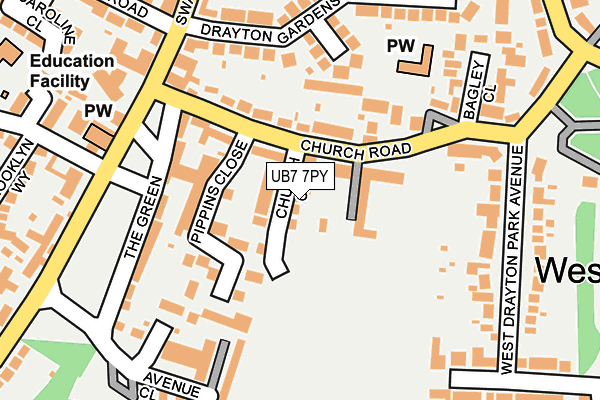 UB7 7PY map - OS OpenMap – Local (Ordnance Survey)