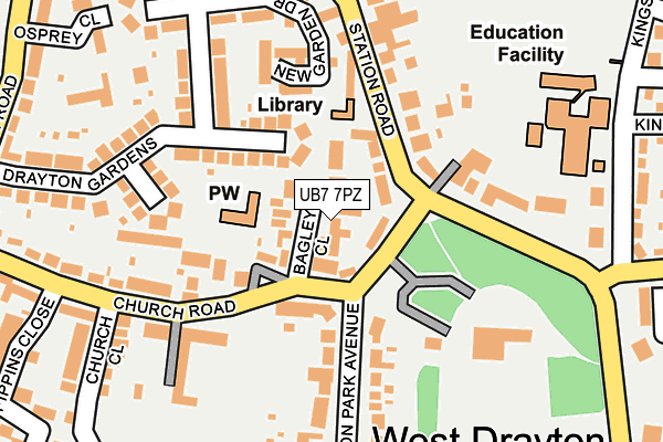UB7 7PZ map - OS OpenMap – Local (Ordnance Survey)