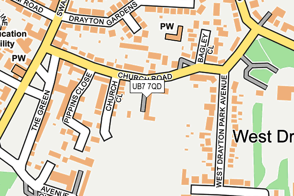 UB7 7QD map - OS OpenMap – Local (Ordnance Survey)