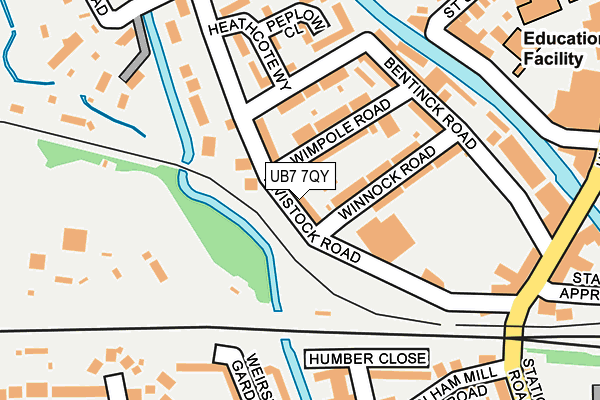UB7 7QY map - OS OpenMap – Local (Ordnance Survey)