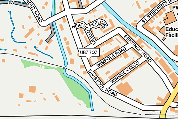 UB7 7QZ map - OS OpenMap – Local (Ordnance Survey)