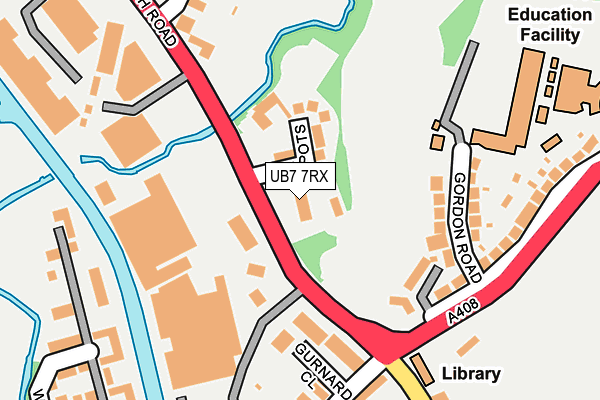 UB7 7RX map - OS OpenMap – Local (Ordnance Survey)