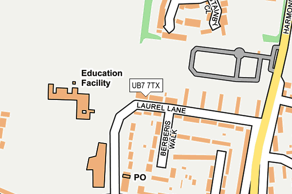 UB7 7TX map - OS OpenMap – Local (Ordnance Survey)