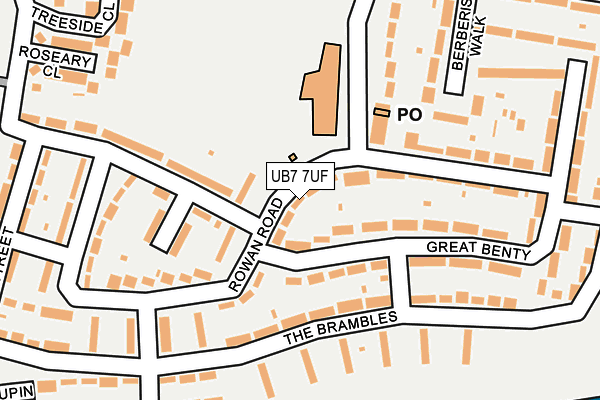 UB7 7UF map - OS OpenMap – Local (Ordnance Survey)