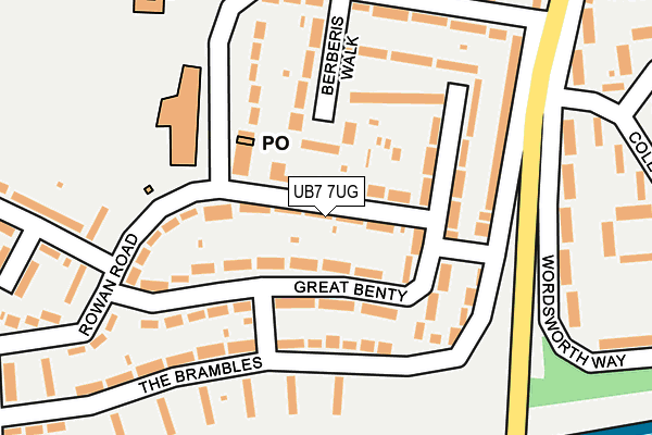 UB7 7UG map - OS OpenMap – Local (Ordnance Survey)