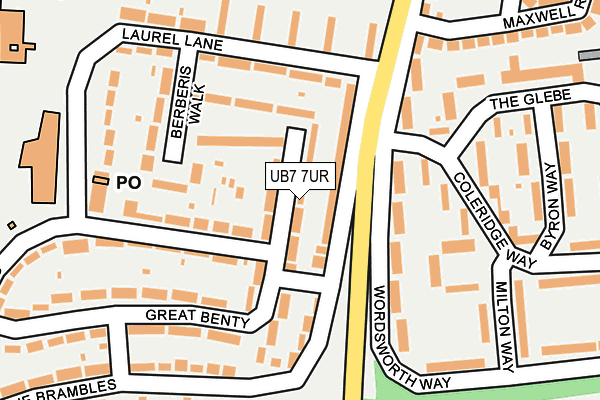 UB7 7UR map - OS OpenMap – Local (Ordnance Survey)