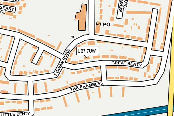 UB7 7UW map - OS OpenMap – Local (Ordnance Survey)