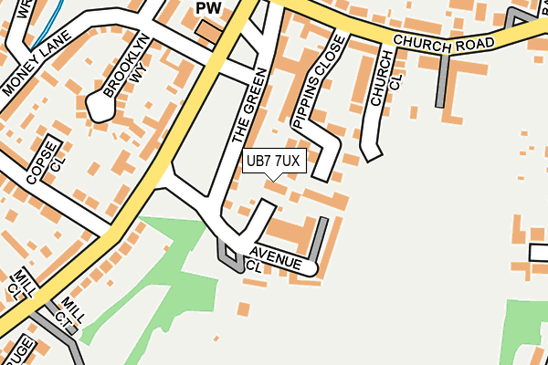 UB7 7UX map - OS OpenMap – Local (Ordnance Survey)