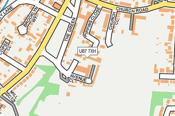 UB7 7XH map - OS OpenMap – Local (Ordnance Survey)