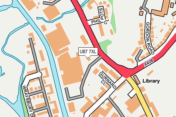 UB7 7XL map - OS OpenMap – Local (Ordnance Survey)