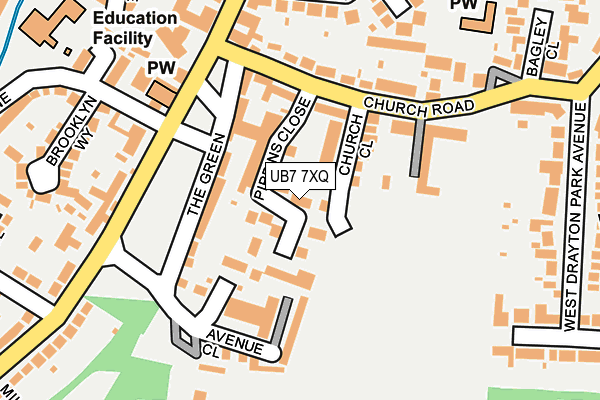 UB7 7XQ map - OS OpenMap – Local (Ordnance Survey)
