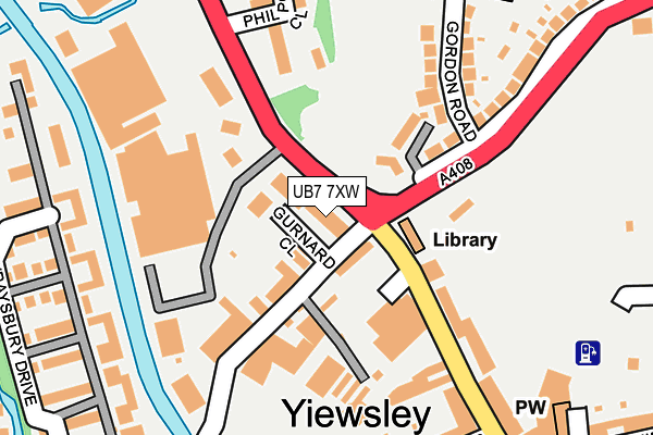 UB7 7XW map - OS OpenMap – Local (Ordnance Survey)