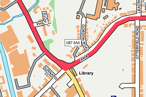 UB7 8AA map - OS OpenMap – Local (Ordnance Survey)