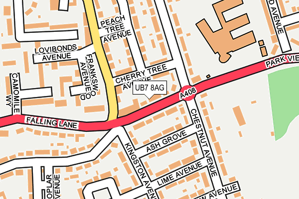 UB7 8AG map - OS OpenMap – Local (Ordnance Survey)
