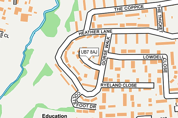 UB7 8AJ map - OS OpenMap – Local (Ordnance Survey)
