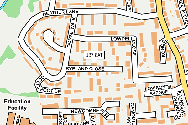 UB7 8AT map - OS OpenMap – Local (Ordnance Survey)