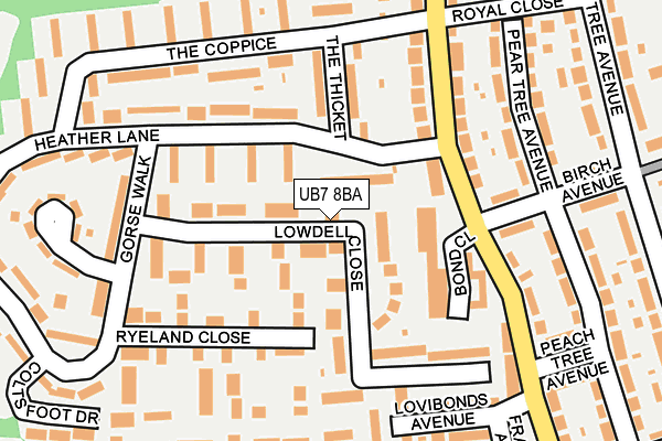 UB7 8BA map - OS OpenMap – Local (Ordnance Survey)