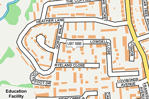 UB7 8BB map - OS OpenMap – Local (Ordnance Survey)