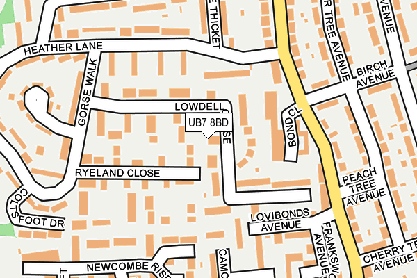 UB7 8BD map - OS OpenMap – Local (Ordnance Survey)