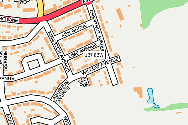UB7 8BW map - OS OpenMap – Local (Ordnance Survey)