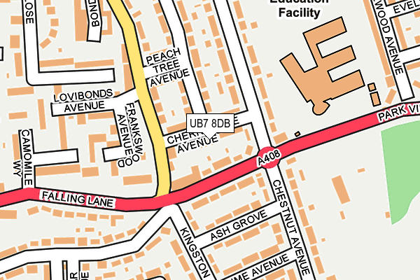 UB7 8DB map - OS OpenMap – Local (Ordnance Survey)