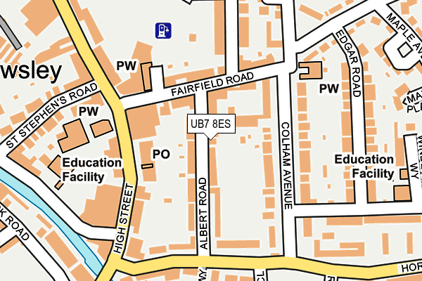 UB7 8ES map - OS OpenMap – Local (Ordnance Survey)
