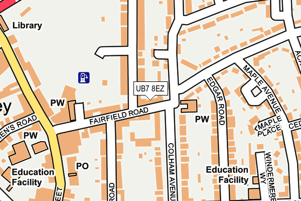 UB7 8EZ map - OS OpenMap – Local (Ordnance Survey)