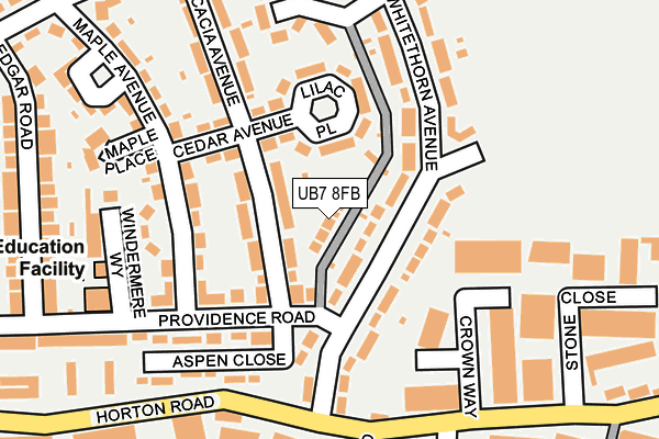 UB7 8FB map - OS OpenMap – Local (Ordnance Survey)