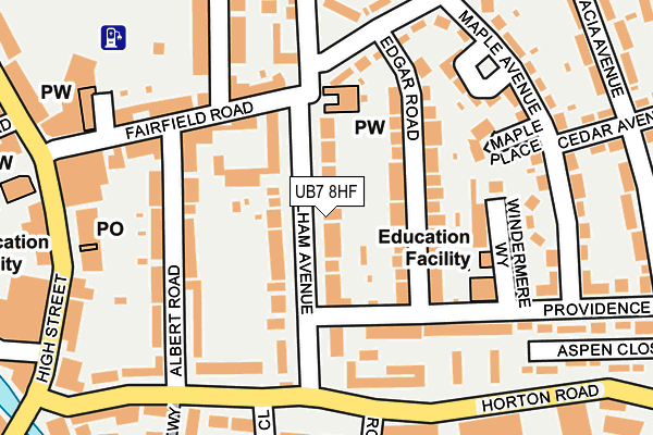 UB7 8HF map - OS OpenMap – Local (Ordnance Survey)