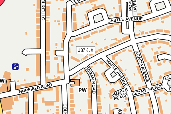 UB7 8JX map - OS OpenMap – Local (Ordnance Survey)