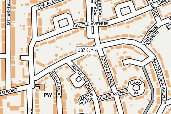 UB7 8JY map - OS OpenMap – Local (Ordnance Survey)