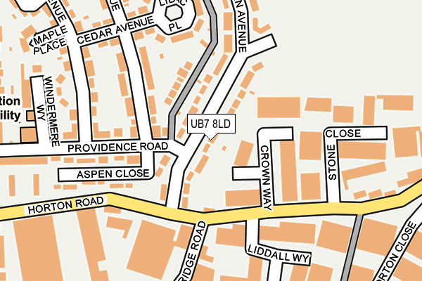 UB7 8LD map - OS OpenMap – Local (Ordnance Survey)