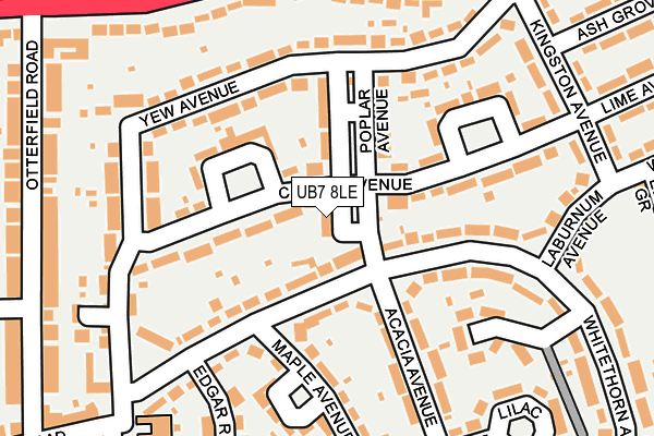 UB7 8LE map - OS OpenMap – Local (Ordnance Survey)