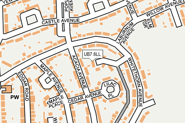UB7 8LL map - OS OpenMap – Local (Ordnance Survey)