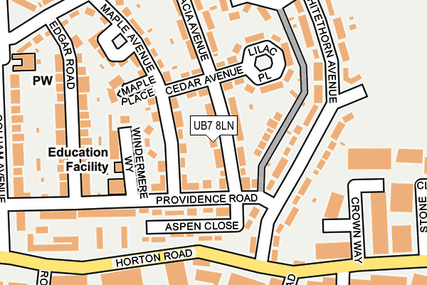 UB7 8LN map - OS OpenMap – Local (Ordnance Survey)