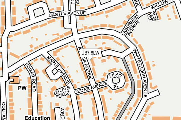 UB7 8LW map - OS OpenMap – Local (Ordnance Survey)
