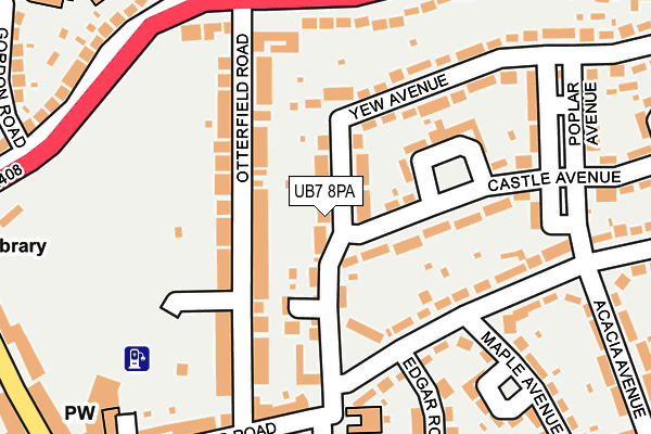 UB7 8PA map - OS OpenMap – Local (Ordnance Survey)
