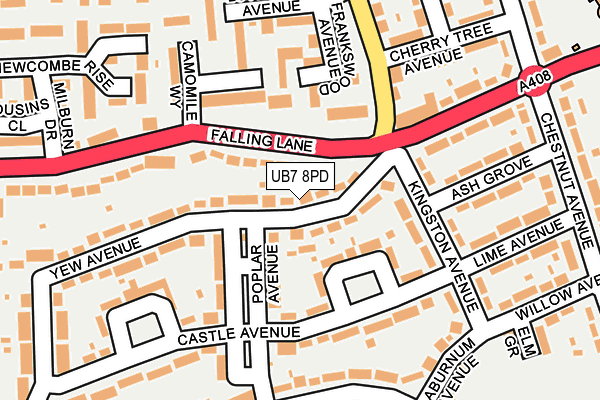 UB7 8PD map - OS OpenMap – Local (Ordnance Survey)