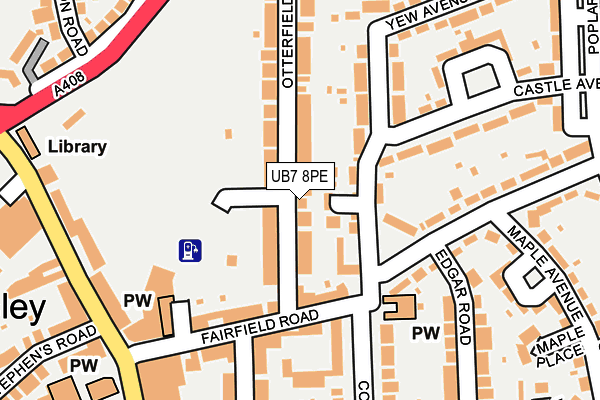 UB7 8PE map - OS OpenMap – Local (Ordnance Survey)