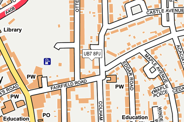 UB7 8PJ map - OS OpenMap – Local (Ordnance Survey)