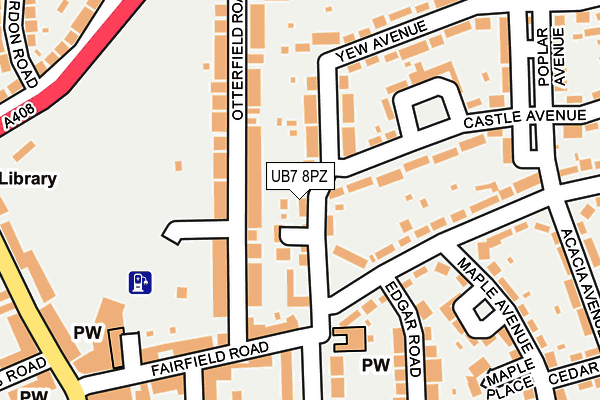UB7 8PZ map - OS OpenMap – Local (Ordnance Survey)