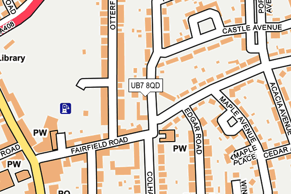 UB7 8QD map - OS OpenMap – Local (Ordnance Survey)