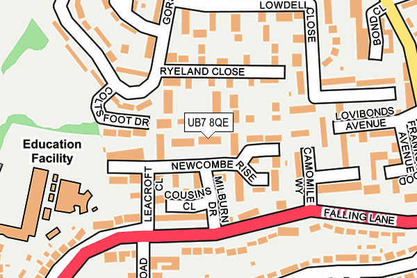 UB7 8QE map - OS OpenMap – Local (Ordnance Survey)