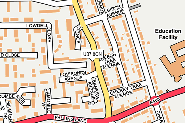 UB7 8QN map - OS OpenMap – Local (Ordnance Survey)