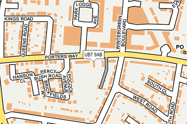 UB7 9AB map - OS OpenMap – Local (Ordnance Survey)